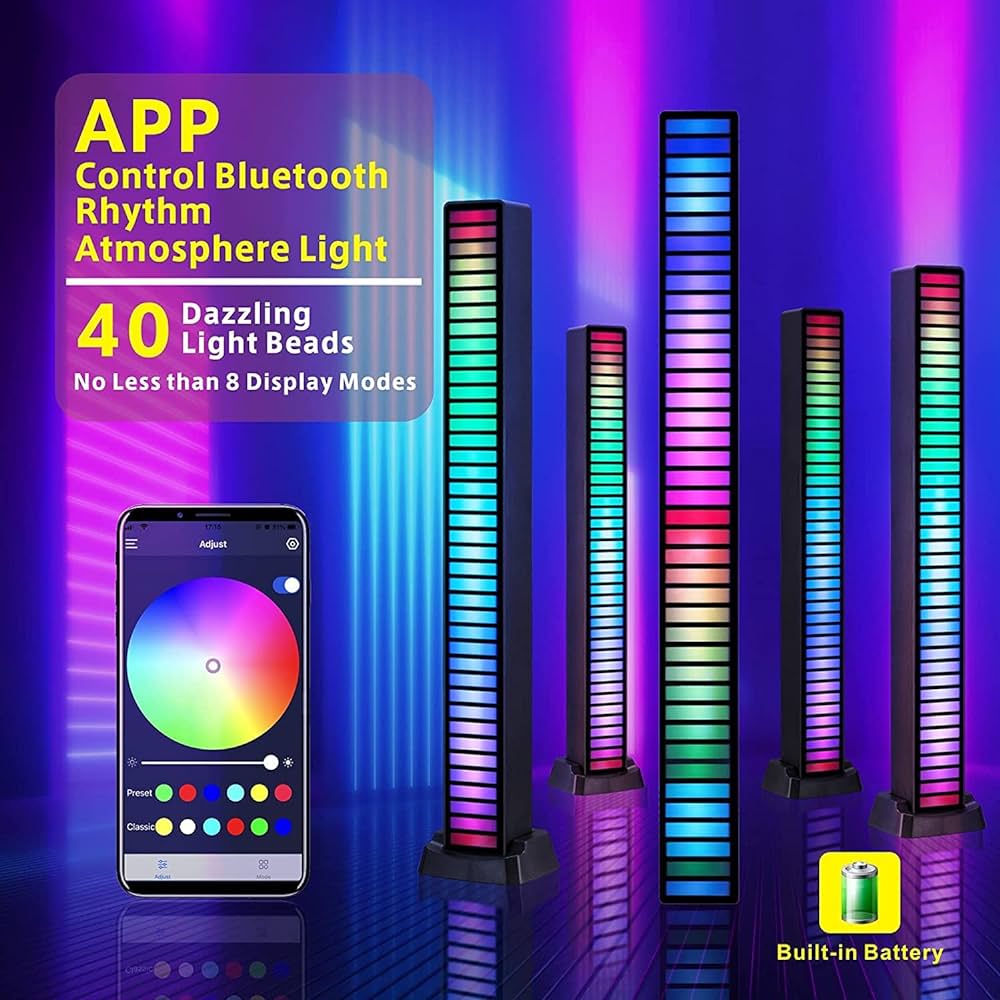 New Upgrade RGB Voice-Activated Pickup Rhythm Light,RGB Sound Light Colorful Sound Control Ambient Light with 32 Bit Music Level Indicator