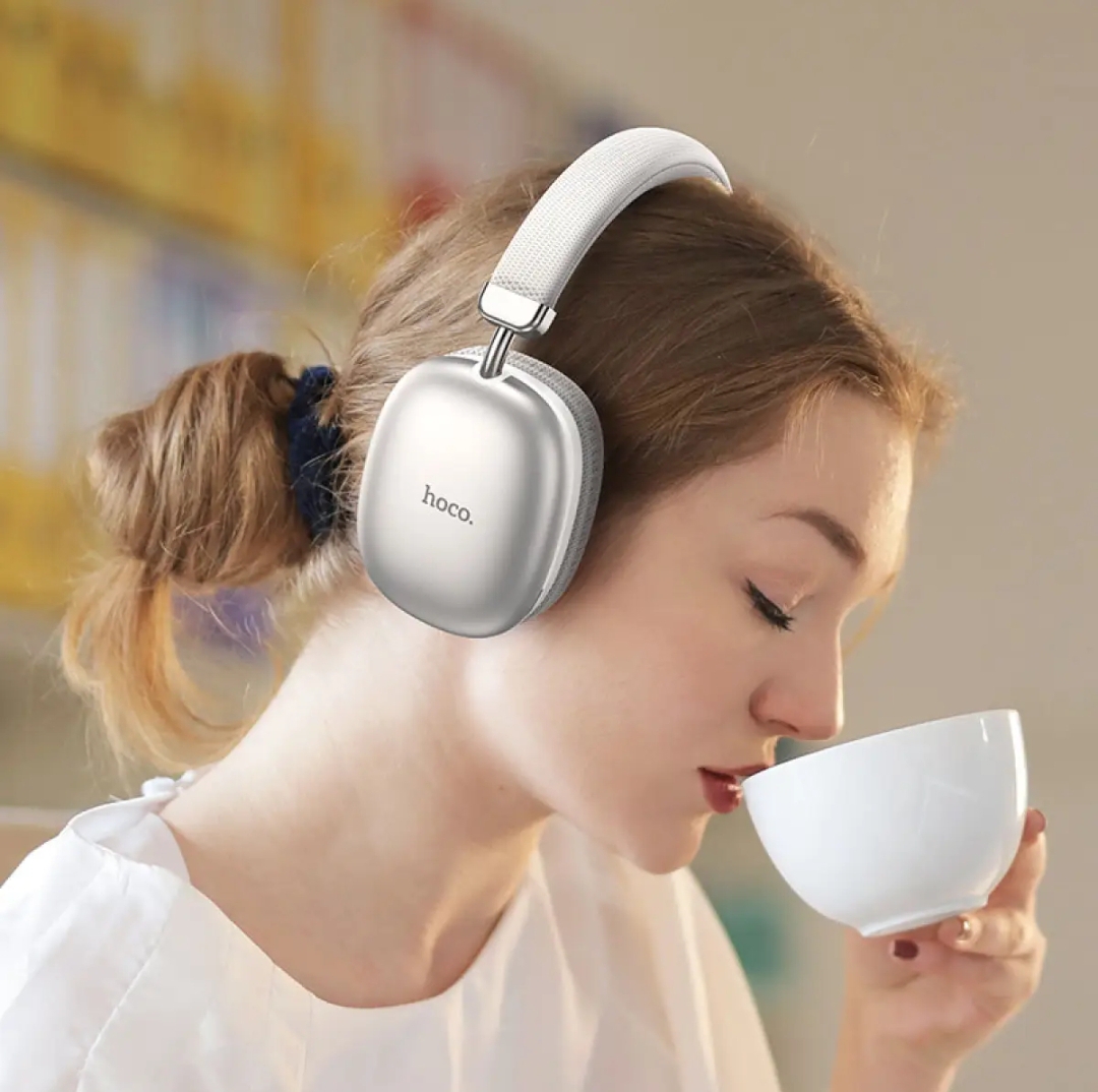 Hoco W35 Extra Bass Noise Cancellation Wireless Headphone- Silver