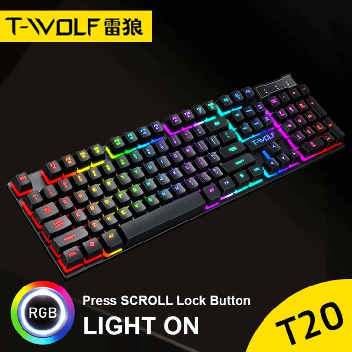 T-Wolf T20 Rgb Keyboard Backlit Gaming Keyboard Rgb Lighting - Illuminate Your Gaming Setup With Vibrant Colors