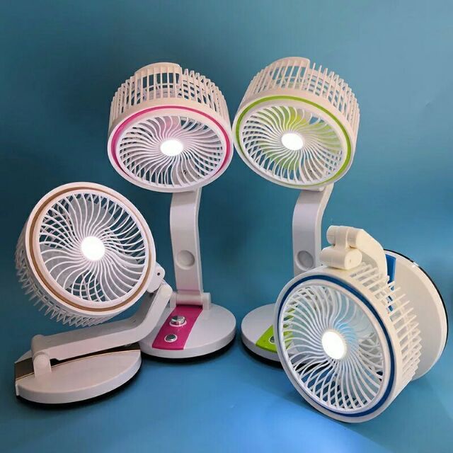 LR 2018 Rechargeable Folding Table Fan with Light Multifunctional Cute Fan