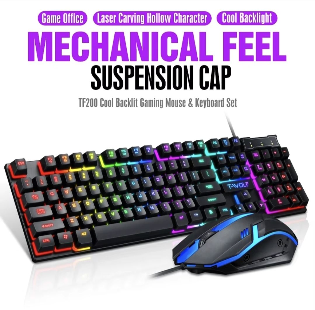 T20 & V1 Gaming RGB Keyboard–Mouse Combo Set