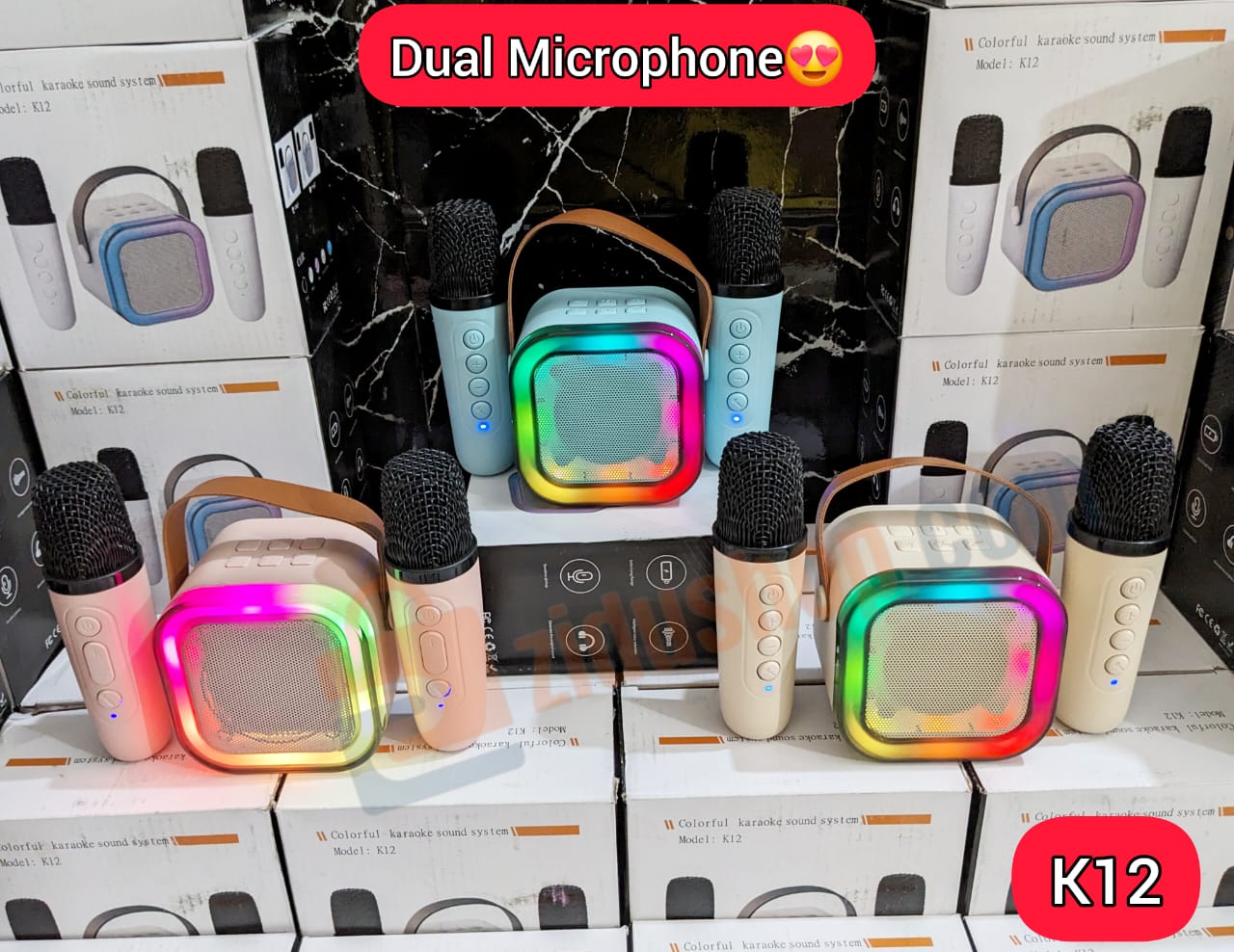 K12 Dual Bluetooth Speaker Wireless Karaoke Small Home KTV Microphone Professional Mic Speaker Set